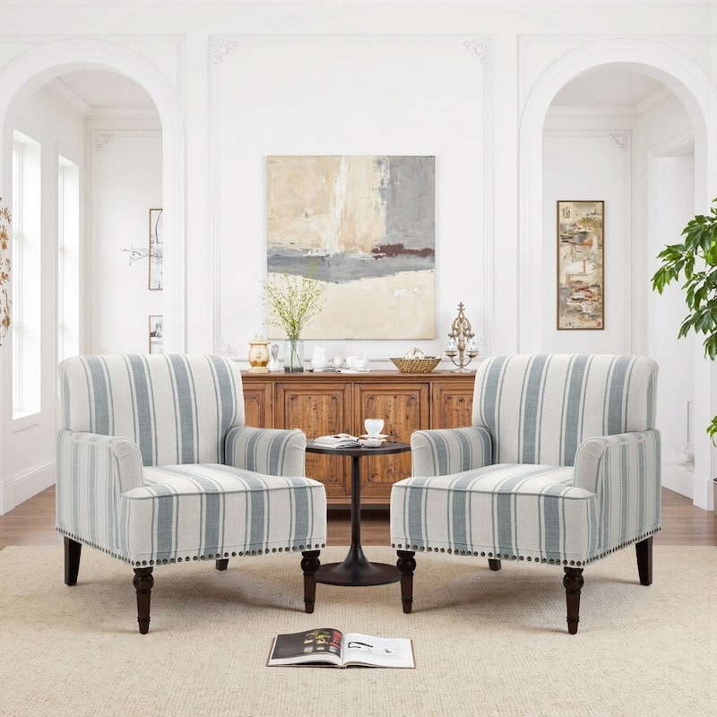 Modern Striped Accent Chairs with Arms