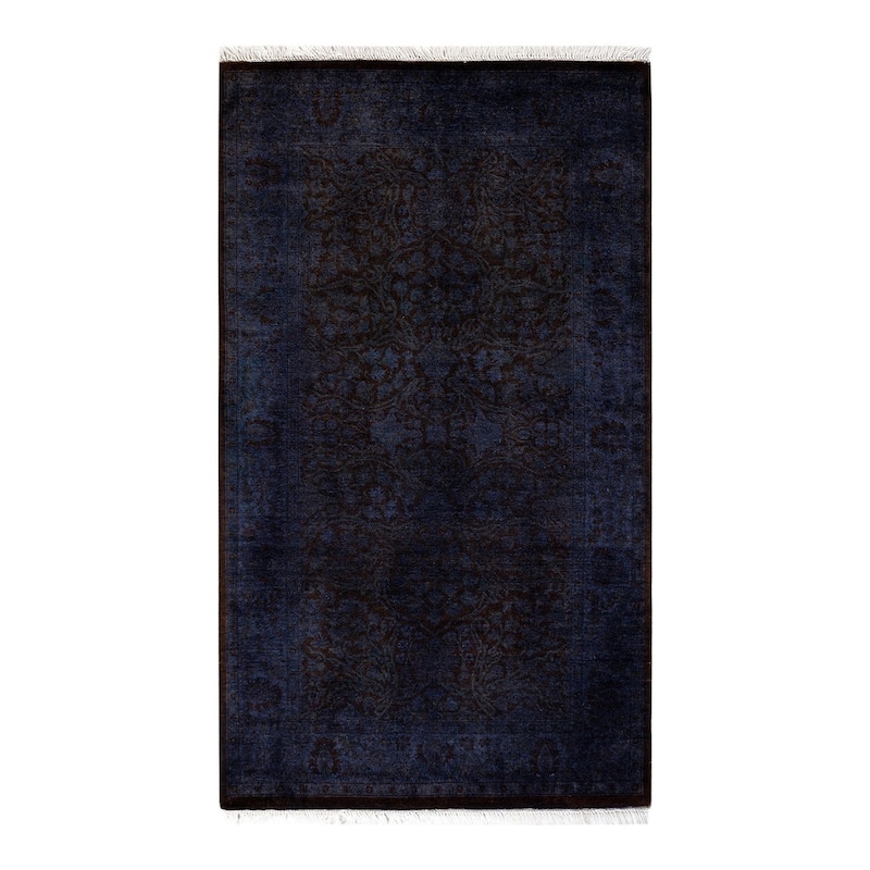 Overton Hand Knotted Wool Vintage Inspired Modern Contemporary Overdyed Purple Area Rug - 3' 1" x 5' 3"