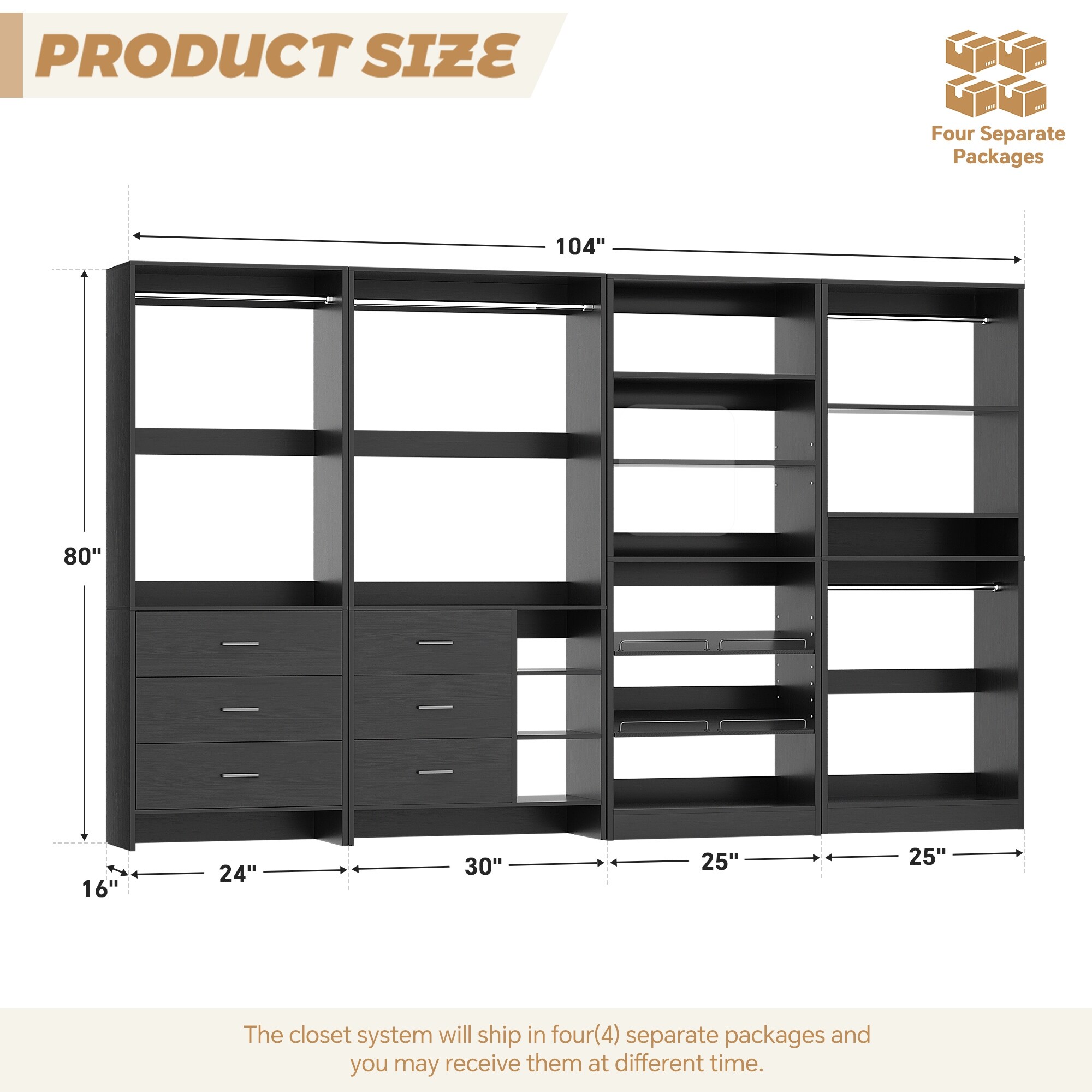 Cimly Set of 4 Closet Organizer with Drawers and Shoe Rack