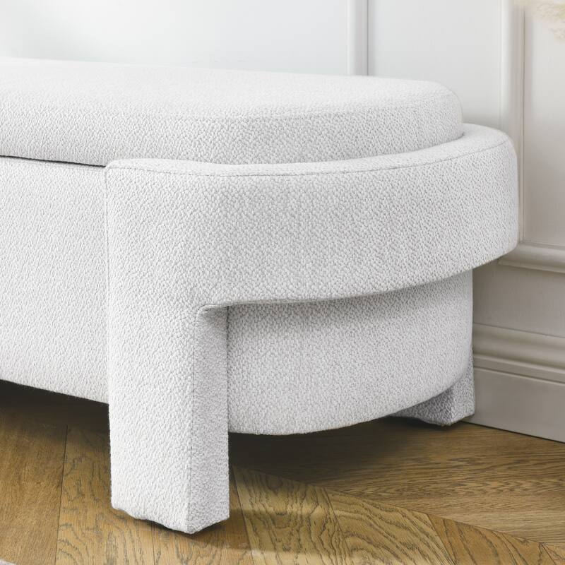 Linen Storage Bench for Bedroom, Large Upholstered End of Bed Ottoman Modern Window Bench with Hidden Storage