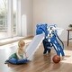 preview thumbnail 1 of 5, 2 in 1 Toddler Slide, Easy Set Up Baby Slide with Basketball Hoop Blue