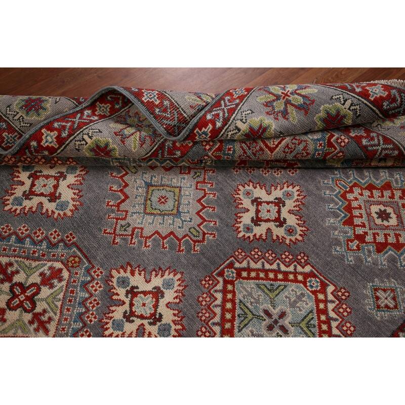 Traditional Gray Kazak Oriental Area Rug Handmade Wool Carpet - 5'8" x 8'0"