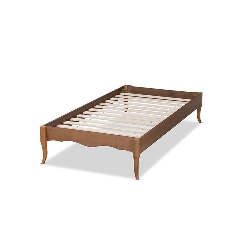 Twin Size Bed Frame Wood Platform Bed Ash Walnut Finish Saber Legs Modern Bedroom Furniture