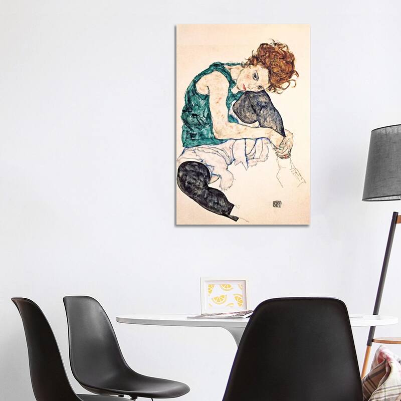 iCanvas "Seated Woman With Bent Knee II" by Egon Schiele Canvas Print - 40x26x1.5