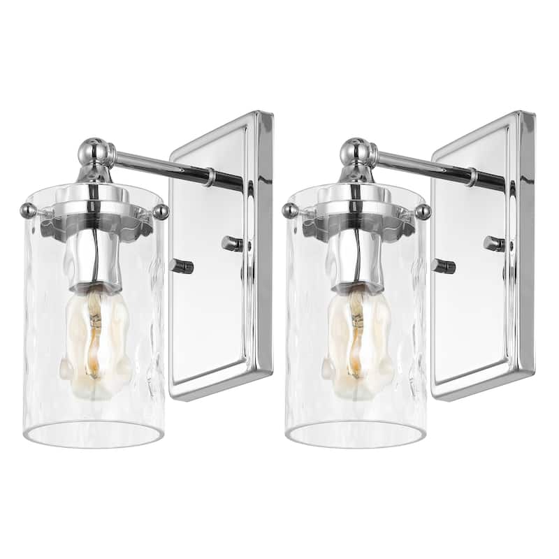 SAFAVIEH Lighting Jobie 7-inch Glass Shade Wall Sconce with Bulbs (Set of 2) - 7 in. W x 4.5 in. D x 9.5 in. H