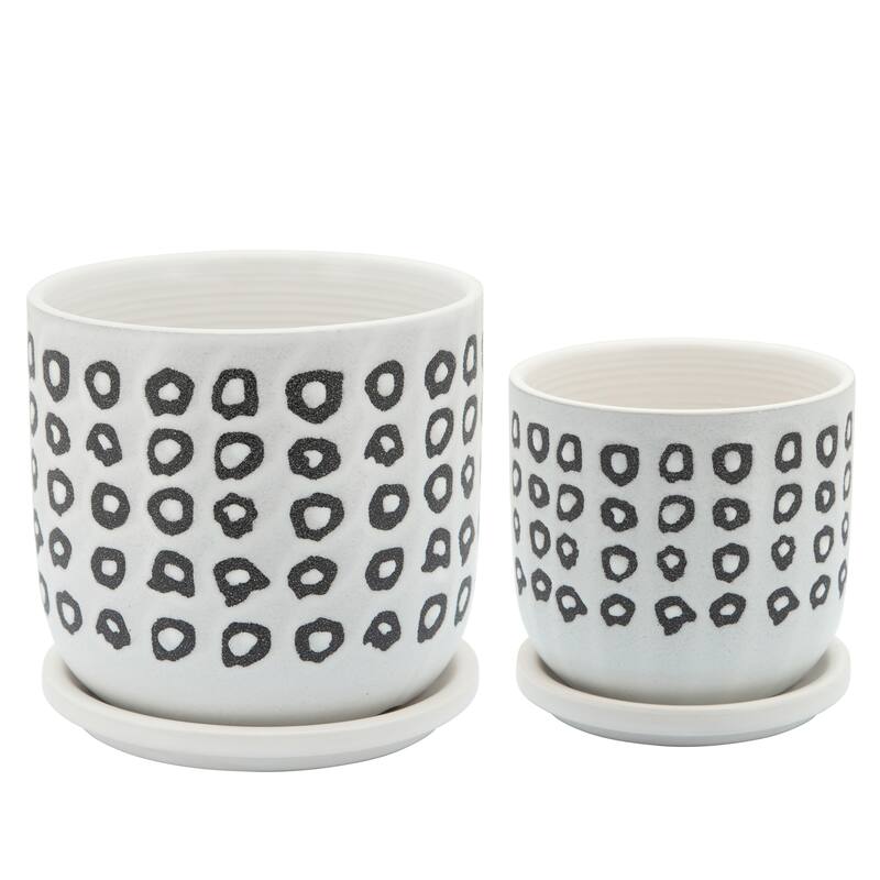 Sagebrook Home Ceramic Planter Pots with Saucers