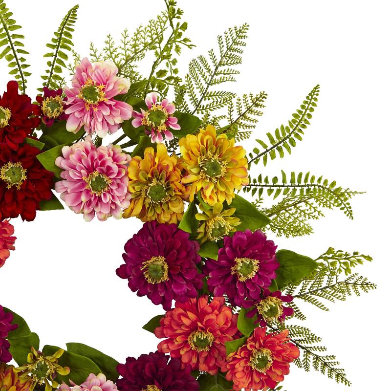 Mixed Flower Artificial Wreath, 20-Inch, Unlit - Multi