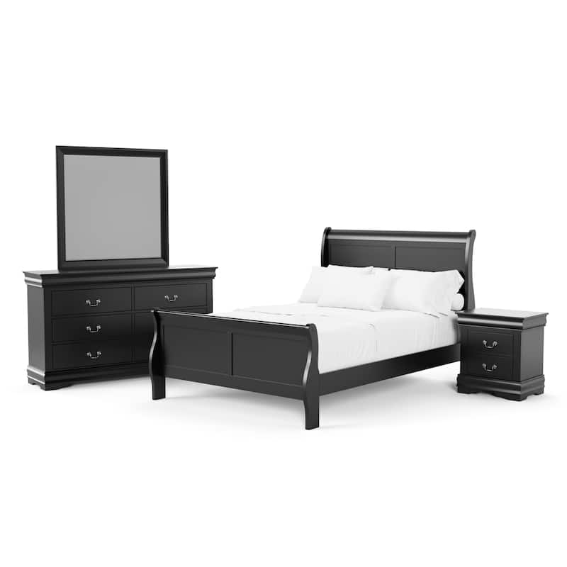 Furniture of America Mayday Traditional Solid Wood Kids 4-Piece Sleigh Bedroom Set