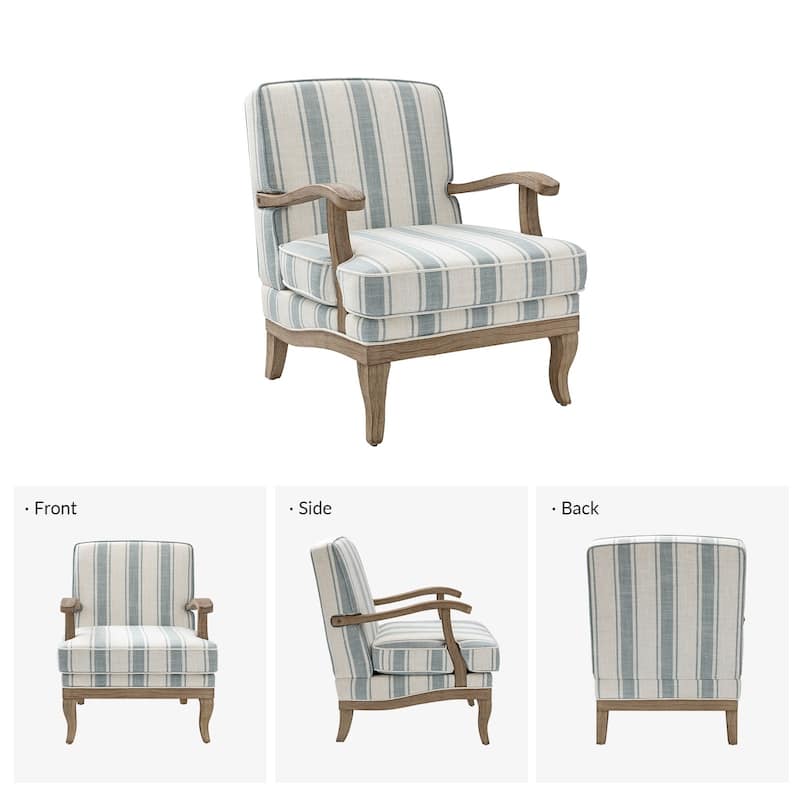 Rinaldo Farmhouse Upholstered Armchair with Solid Wood Legs Set of 2 by HULALA HOME