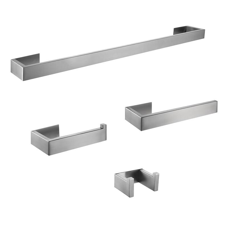 Modern 4-Piece Stainless Steel Bathroom Hardware Set - Stainless steel