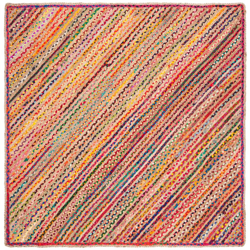 SAFAVIEH Handmade Cape Cod Tolmina Coastal Jute Rug - 6' Square - Natural/Red