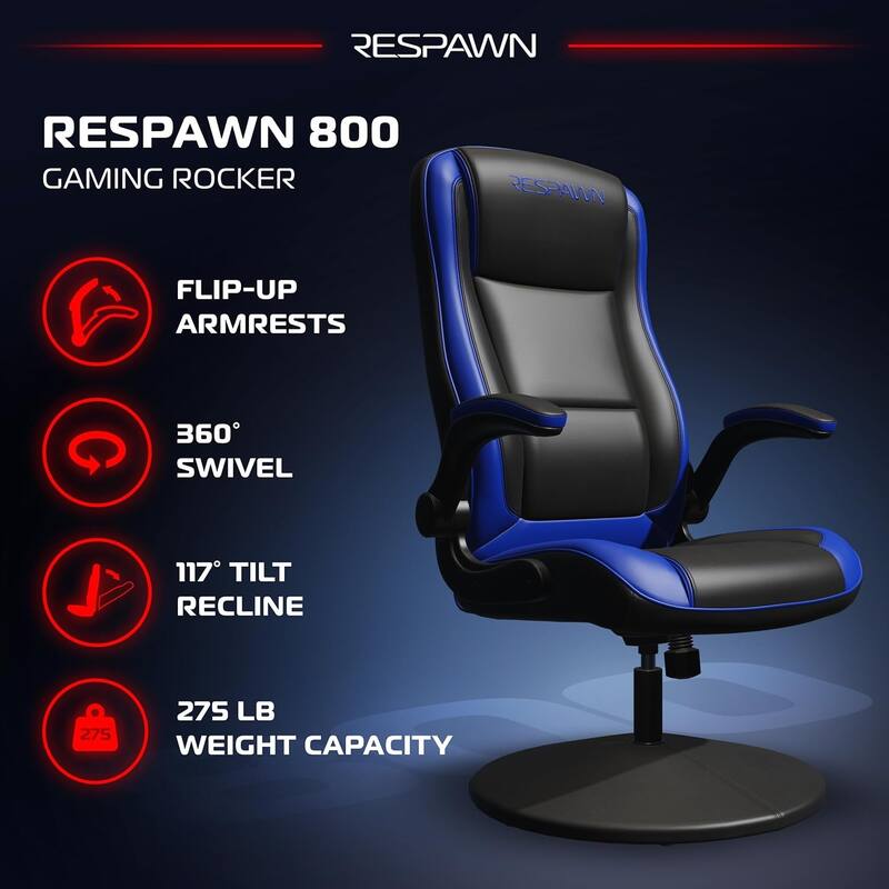 RESPAWN 800 Gaming Chair Floor, Swivel Rocker Gaming Chair, High Back Ergonomic Floor Gaming Chair for Kids and Adults