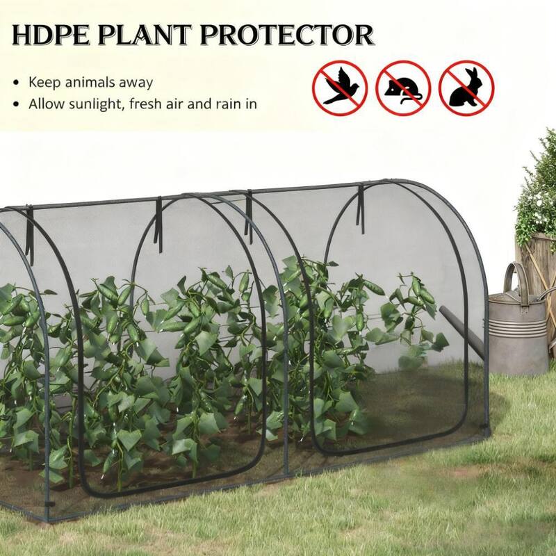 GDFStudio - Outdoor Garden Crop Protection Tent with Dual Zippered Doors, Mesh Plant Cage with Ground Stakes and Storage Bag