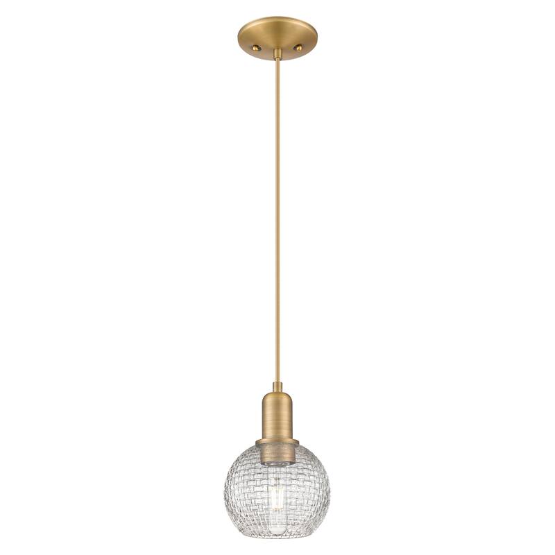 Innovations Lighting Endless Possibilities Arcadia - Athens - 1 Light 6" Basketweave Cord Hung Mini Pendant - Brushed Brass