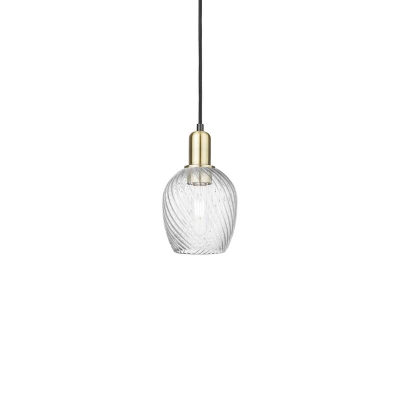 Innovations Lighting 716-1P-11-6 Salina Pendant Salina 6" Wide Mini - Black Antique Brass / Clear Spiral Fluted