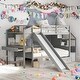 preview thumbnail 1 of 22, Twin over Twin Bunk Bed with Slide and Desk Grey