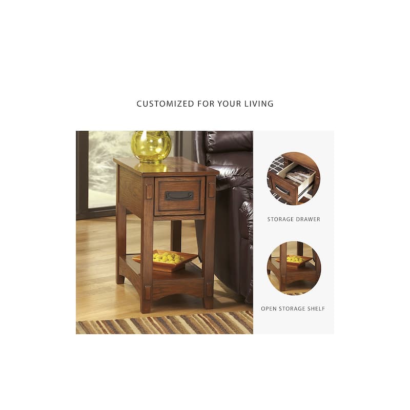Signature Design by Ashley Breegin Brown Finish Wood Chairside End Table - 13" W x 22.13" D x 23.13" H