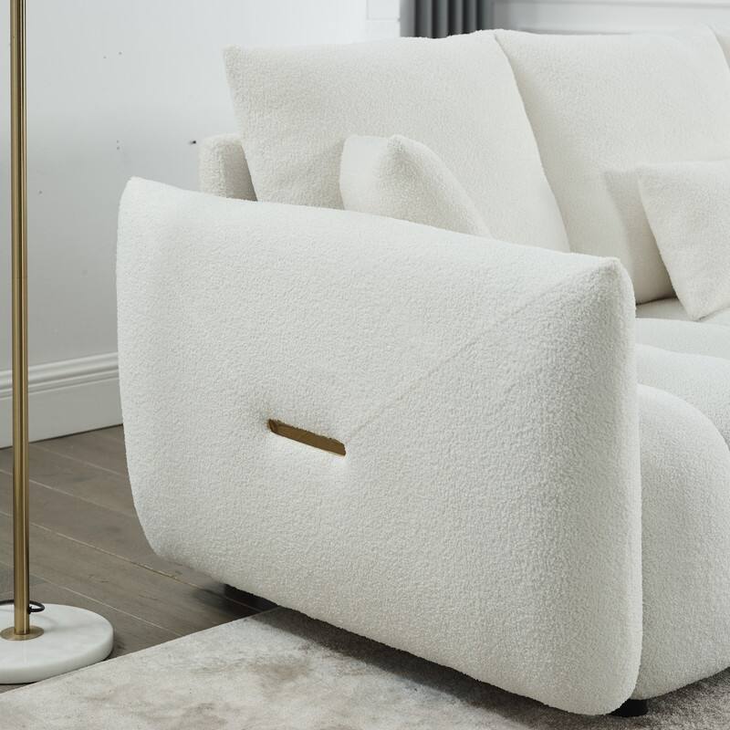 Oversized Upholstered Teddy Fabric Sofa with 3 Back Pillows and Cushions,Living Room Couch