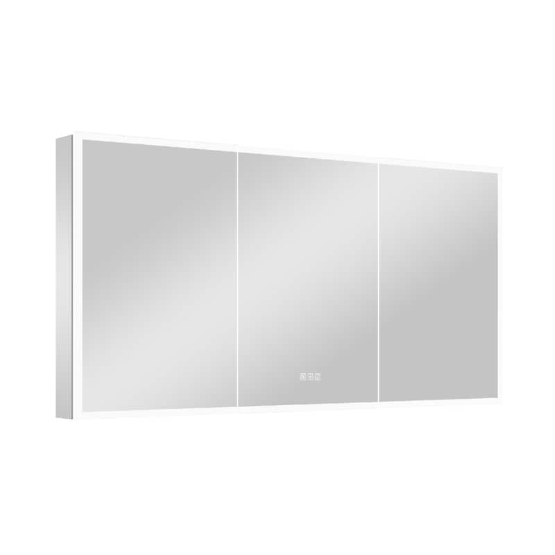 30'' H Recessed or Surface Frameless LED Mirror Cabinet With Defogger, Dimmer, Outlets & USB Ports 