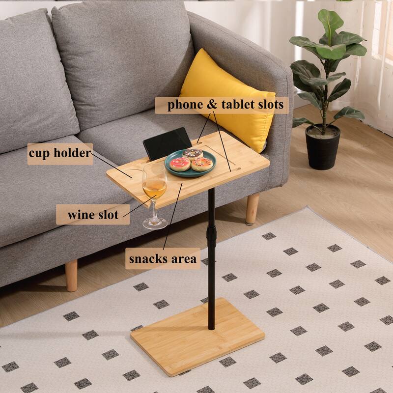 Bamboo Couch Tray Table Height Adjustable