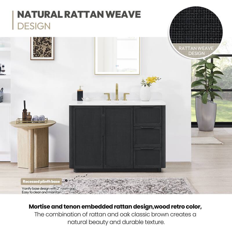 Busan Bath Vanity with White Quartz Stone Top without Mirror