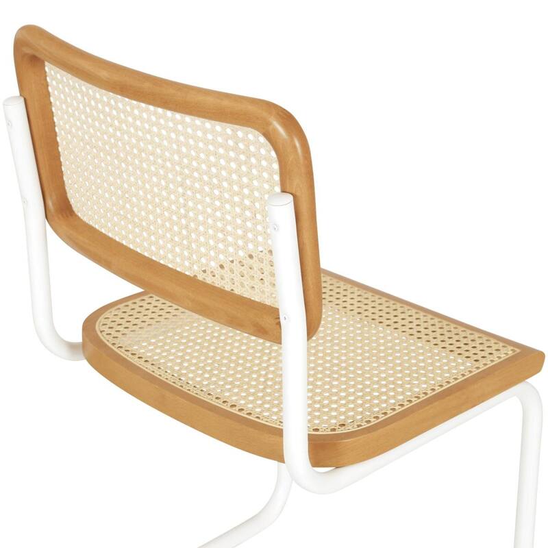 Breuer Chair Company Marcel Breuer Cesca Cane Cantilever Side Chair w/ White Steel Frame (Various Wood & Cane Colors)