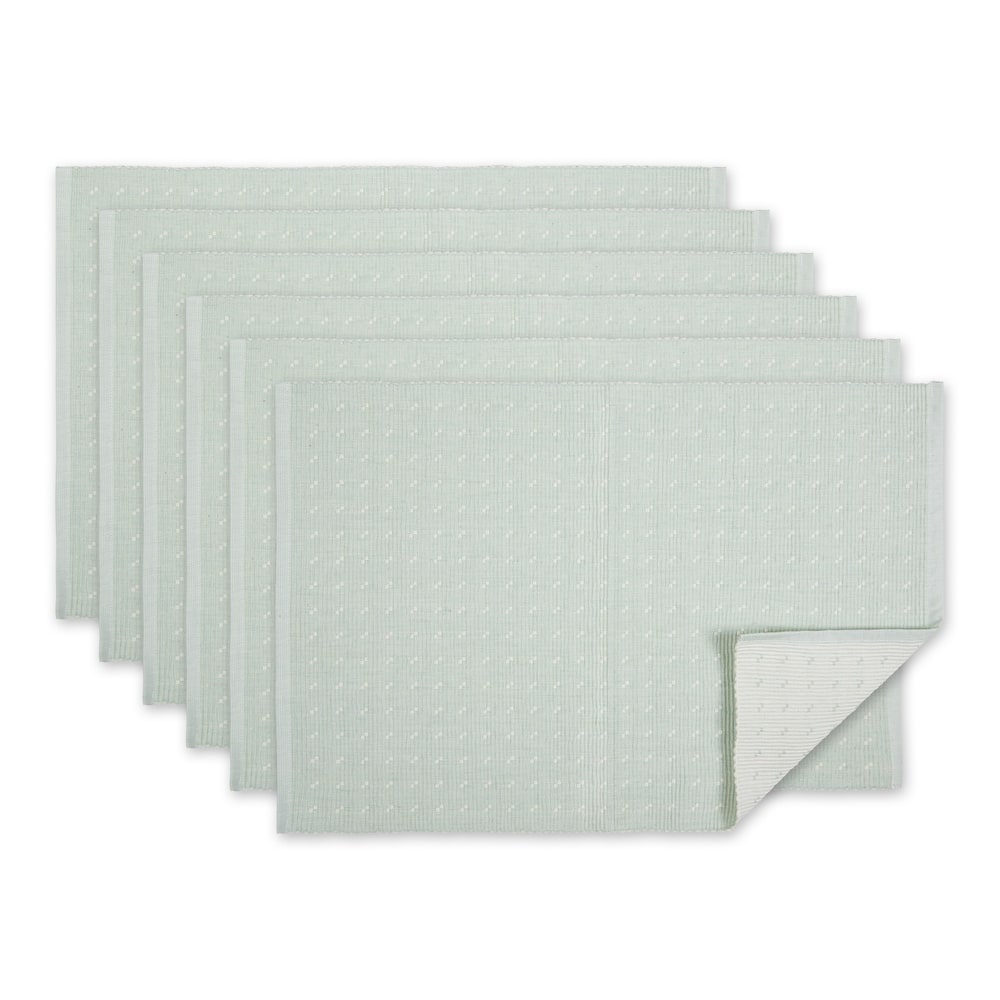 Lavender Fog Dobby Dots Rib Placemat (Set of 6) - 13x10"