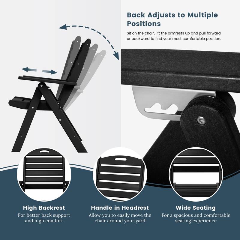 Laguna 5-Piece Square Table Folding Highback Chair Dining Set