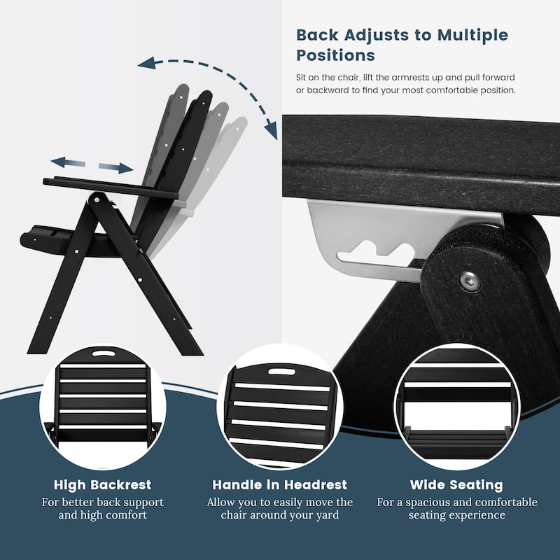 Laguna Foldable Highback Patio Dining Chair with Adjustable Recline Feature
