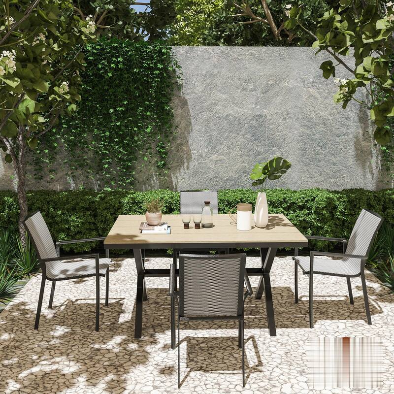 Clihome 5 Piece Outdoor Patio Aluminum Dining Set