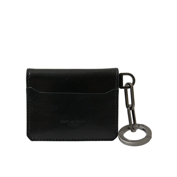 Dolce & Gabbana Black Leather Bifold Logo Card Holder Keyring