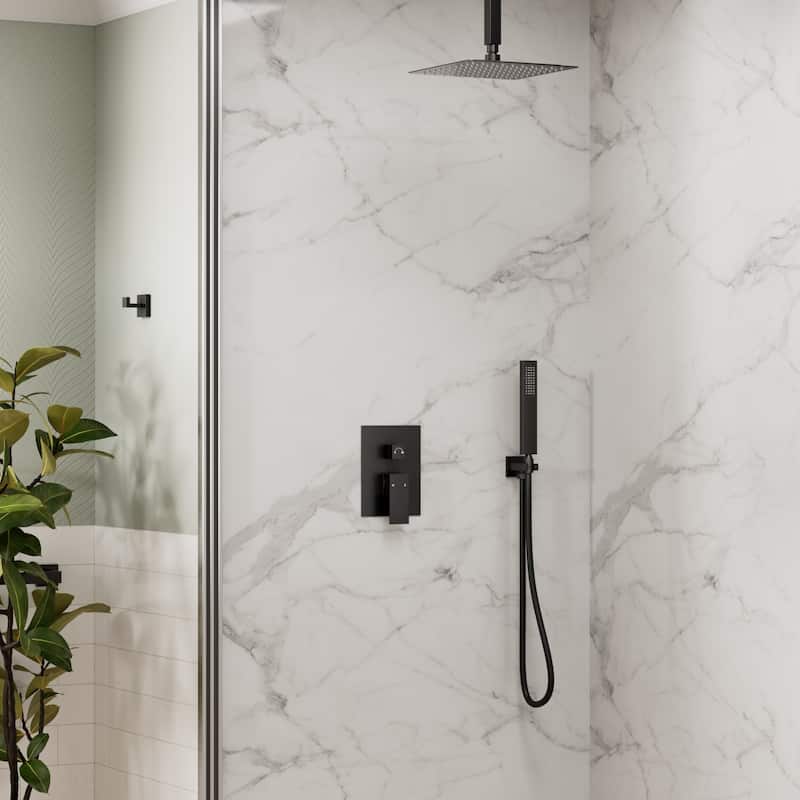 GRANDJOY 10" Rainfall Showerhead Bathroom Shower System Shower Faucets with Anti-Scald Valve