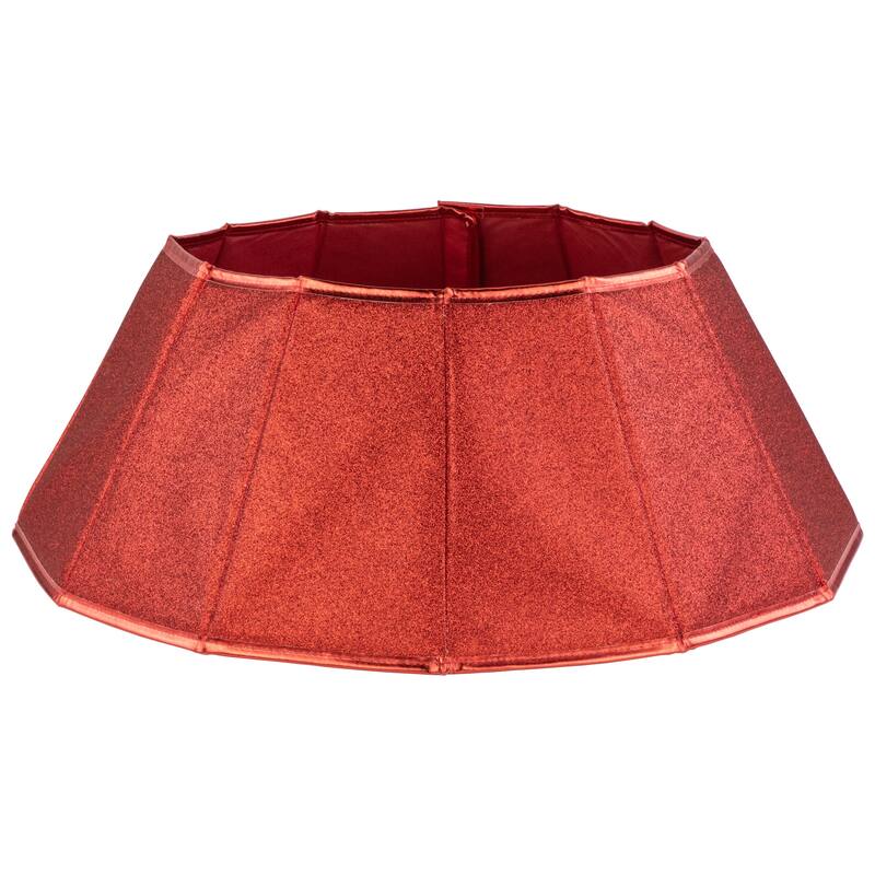 26.75" Shiny Red Fabric Hexagonal Christmas Tree Collar - 26.75