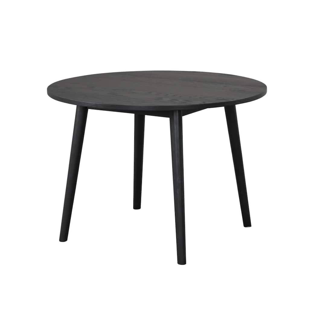 Yely Round Dining Table, Shaker-Style Legs, Black Rubberwood, 42 Inch