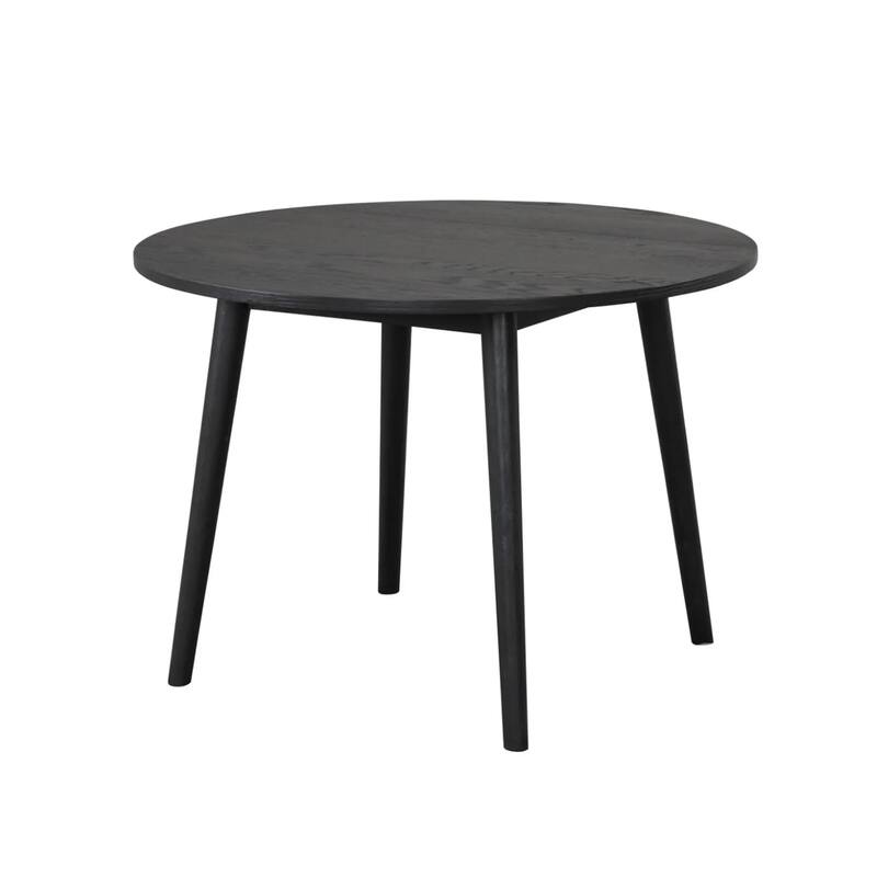 Yely Round Dining Table, Shaker-Style Legs, Black Rubberwood, 42 Inch
