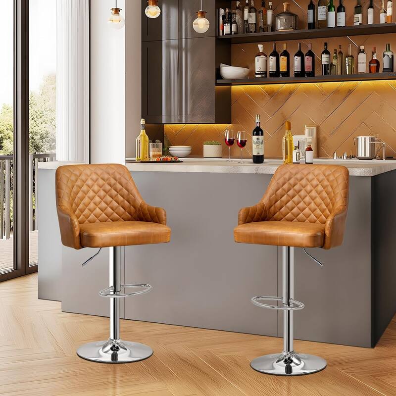 Barstools Set of 4 Counter Height Bar Stools Adjustable Stools with Back and Arm Kitchen Island Stools Swivel Bar Chairs