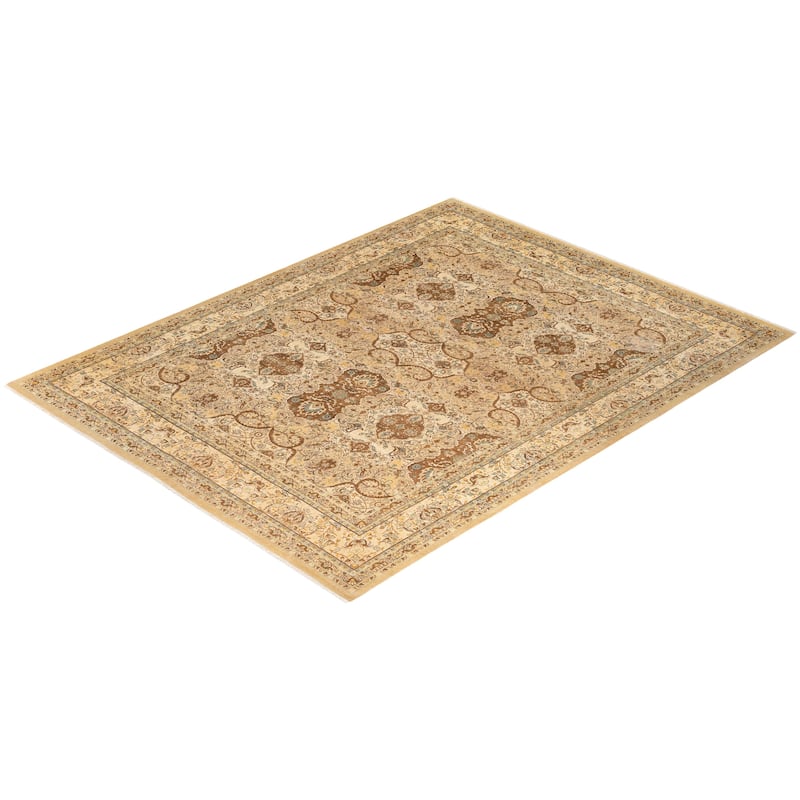 Overton Hand Knotted Wool Vintage Inspired Traditional Mogul Yellow Area Rug - 8' 3" x 10' 8"