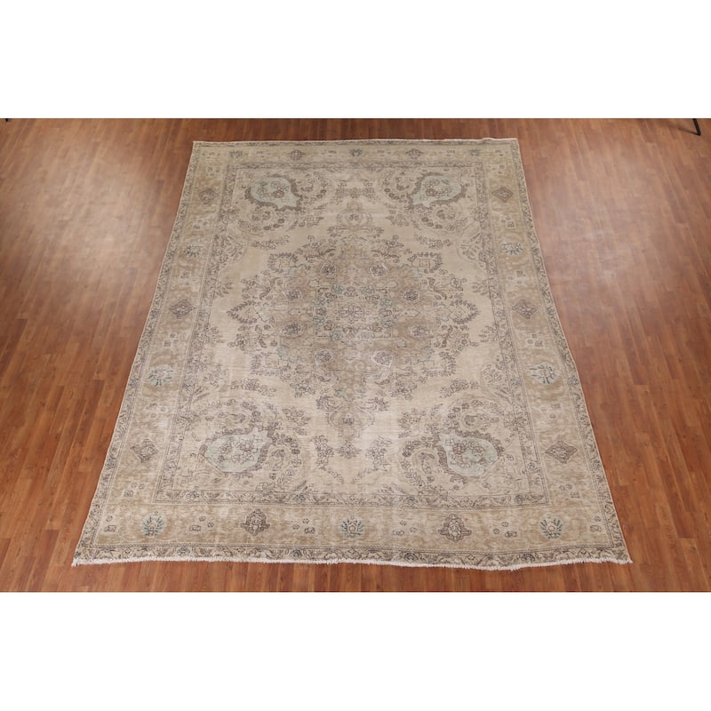 Tabriz Persian Antique Area Rug Handmade Wool Carpet - 9'5" x 12'2"