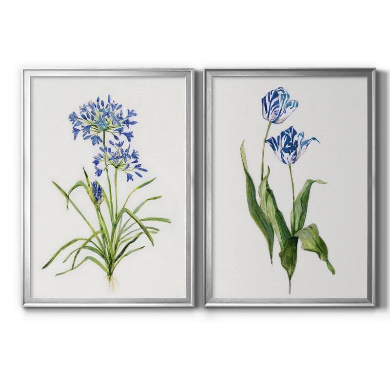 Blue Lively Botanical I Premium Framed Print - Ready to Hang - Multi-Color - 26.5X36.5 - Silver