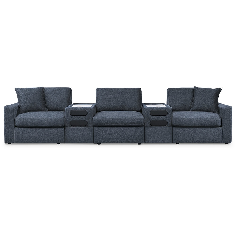 Signature Design by Ashley Modmax 5-Piece Sectional with Audio Consoles - 142"W x 32"D x 36"H