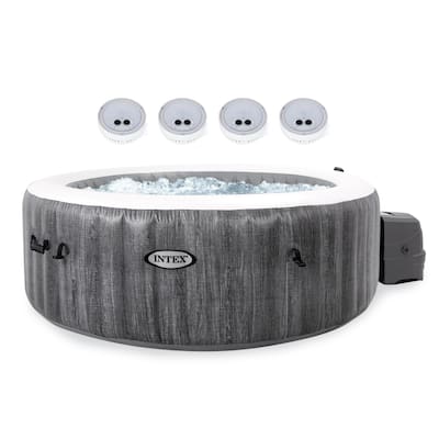 Intex PureSpa Plus Greywood Inflatable Hot Tub Spa with Multi-Colored LED Lights - 126