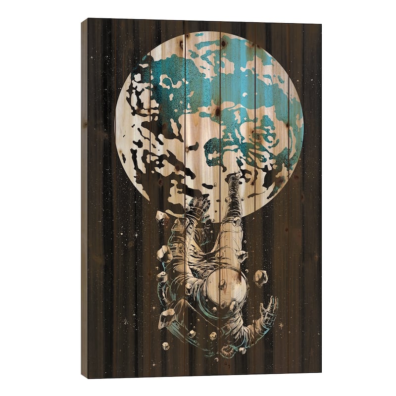 The Lost Astronaut Print On Wood by Digital Carbine - Multi-Color - 40x26x1.5