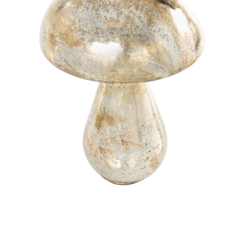 Glass Mushroom Glossy Weathered Decorative Sculpture - Set of 2 Green, Gold, Champane- Roche River Decor