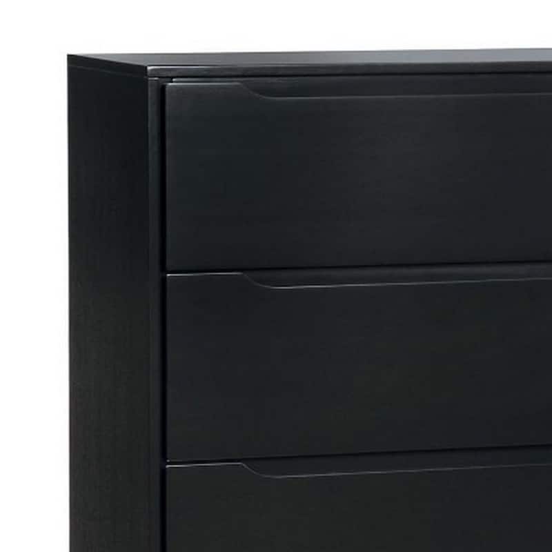 4- Drawer Wooden Chest With Round Tapered Legs, Black