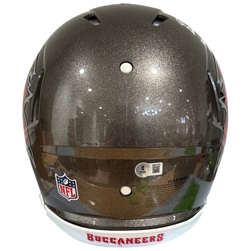 Baker Mayfield Autographed Tampa Bay Buccaneers Signed Football Full Size Authentic Helmet FIRE THE CANNONS Beckett COA