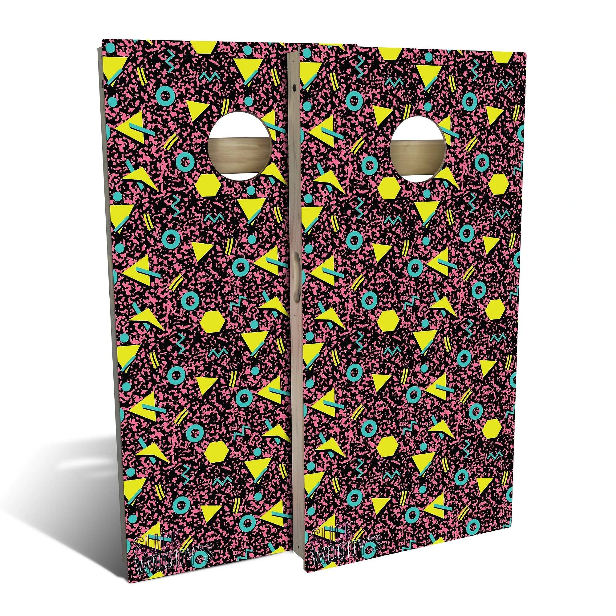 80s Pink Outdoor Cornhole Board Set