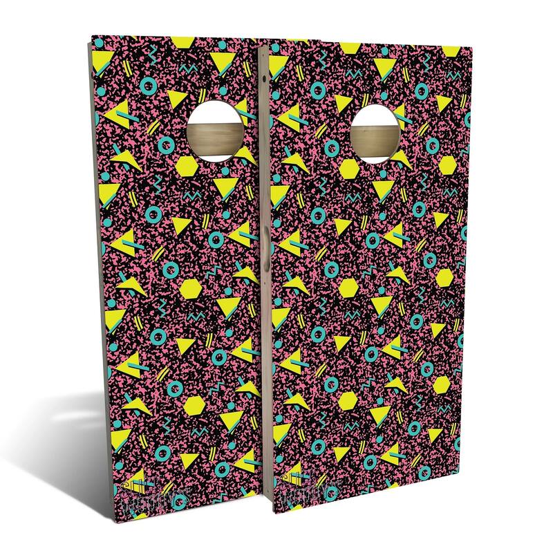 80s Pink Outdoor Cornhole Board Set - Backyard 2x4 - Include Case + Edge Lights