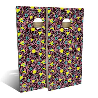 80s Pink Outdoor Cornhole Board Set