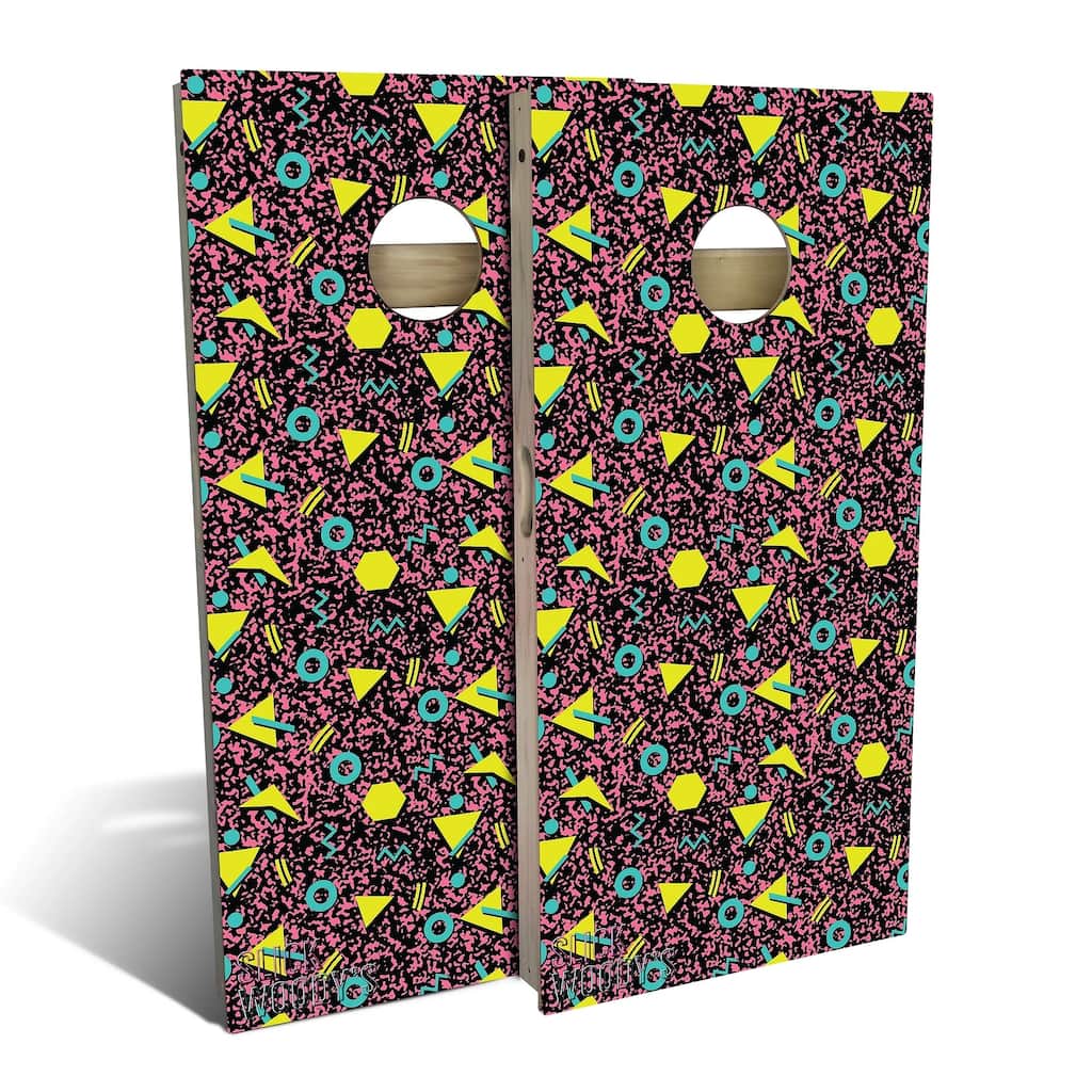 80s Pink Outdoor Cornhole Board Set