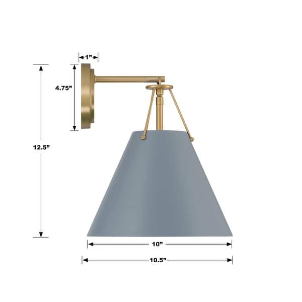 Xavier 1 Light Vibrant Gold and Blue Sconce - 10"W x 12.5"H x 10.5"D